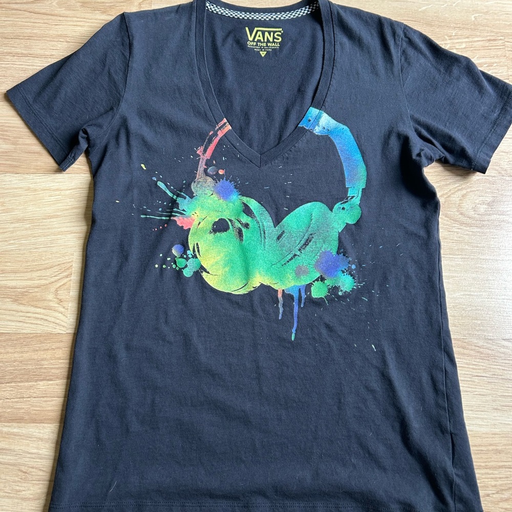 Vans Black T-Shirt with Colorful Headphone Design